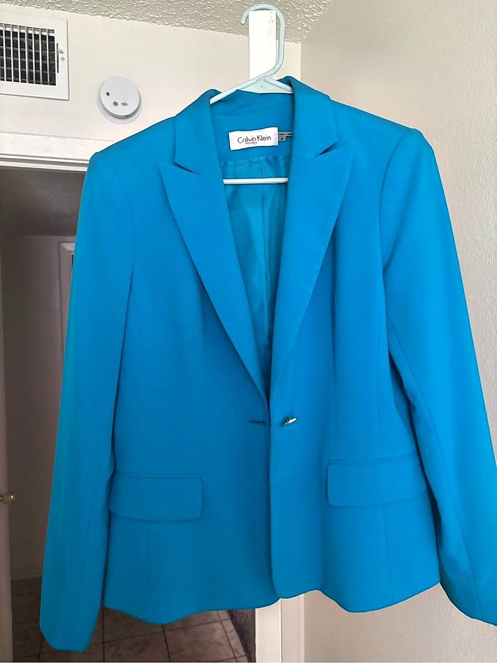Calvin Klein One-Button Notch Lapel Blazer Blue